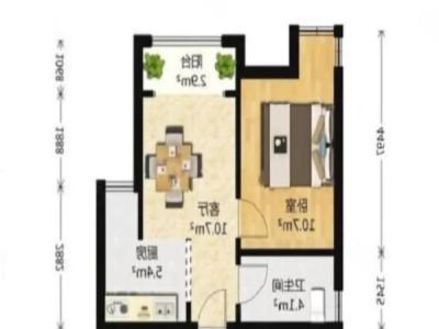 黄贝岭中村小区1室1厅1卫户型图1