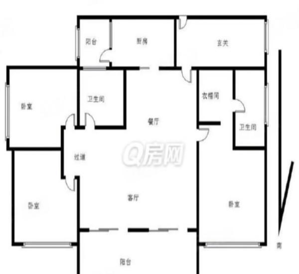 南湾国际小区3室2厅2卫户型图2
