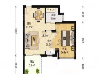 鼎太风华五期小区1室1厅1卫户型图2