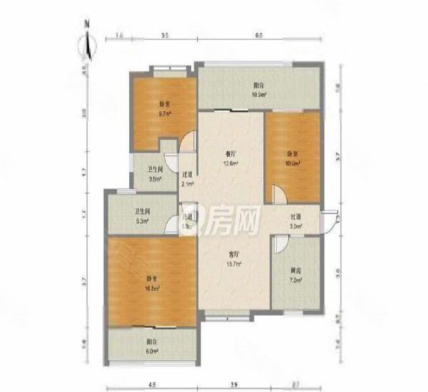中珠上城二期小区3室2厅2卫户型图14