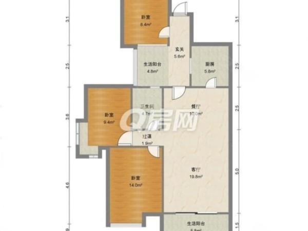 南湾国际小区3室2厅2卫户型图21