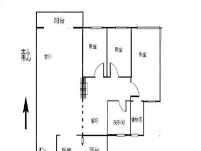 粤海国际花园小区3室2厅1卫户型图1