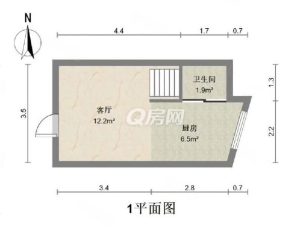 广联蓝爵小区1室1厅1卫户型图3