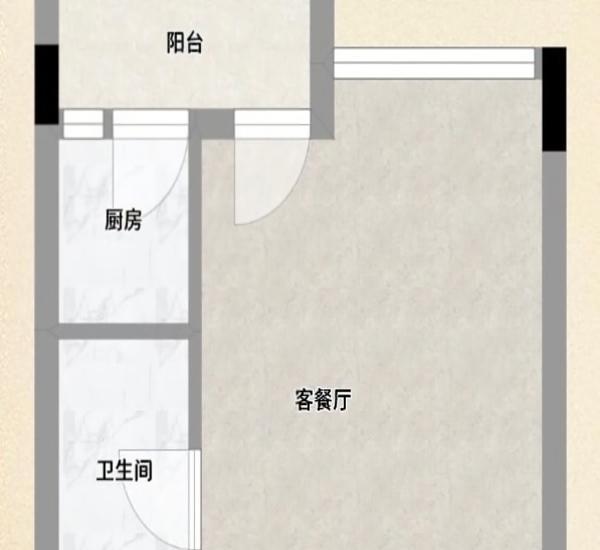 蓝钻双子座楼小区1室1厅1卫户型图7