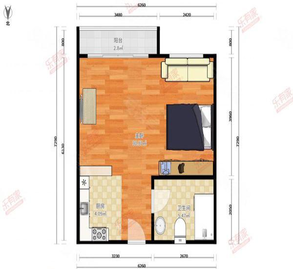 莲塘东路小区1室0厅1卫户型图5