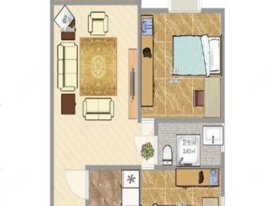 雅居乐塞纳湖小区1室1厅1卫户型图1