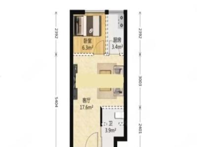 澳新亚首座小区1室1厅1卫户型图2
