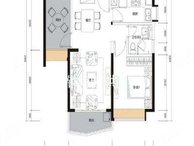 华发峰景湾小区2室2厅2卫户型图4