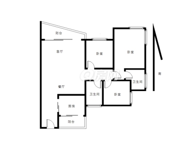 新安湖花园三期小区3室2厅2卫户型图2