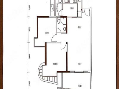 万科东方尊峪小区2室2厅1卫户型图1