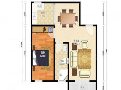 城东名门小区1室2厅1卫户型图1