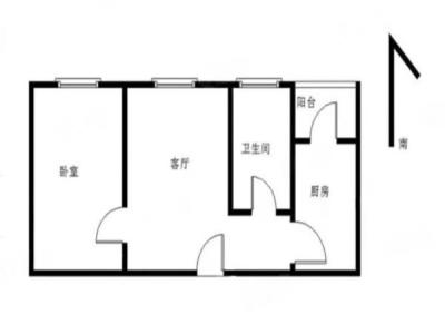 双城汇小区1室1厅1卫户型图2