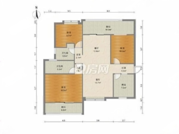 中珠上城二期小区3室2厅2卫户型图15