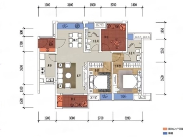 保利时代小区3室2厅户型图7