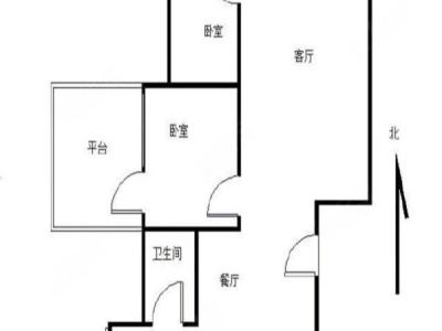 仁恒星园小区2室2厅1卫户型图2