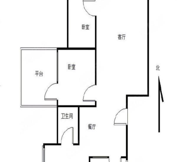 仁恒星园小区2室2厅1卫户型图