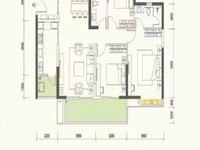 国兆嘉湖苑小区3室2厅1卫户型图1