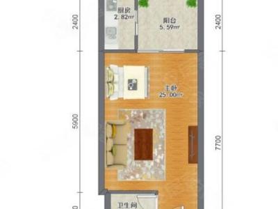 中惠卡丽兰小区1室1厅1卫户型图2