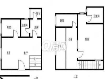 马赛公馆小区3室2厅2卫户型图1