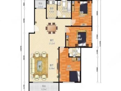 顺景新一居小区3室2厅2卫户型图1