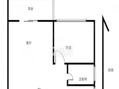 天健时尚空间小区1室2厅1卫户型图1