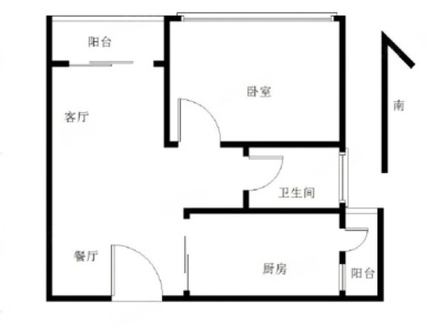 碧桂园华发香洲府小区1室2厅1卫户型图1