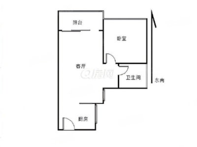 新银座大厦1室1厅1卫户型图2