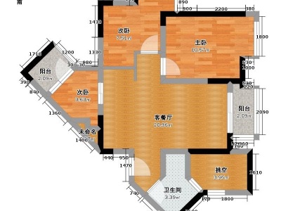 中海锦城小区2室2厅2卫户型图4