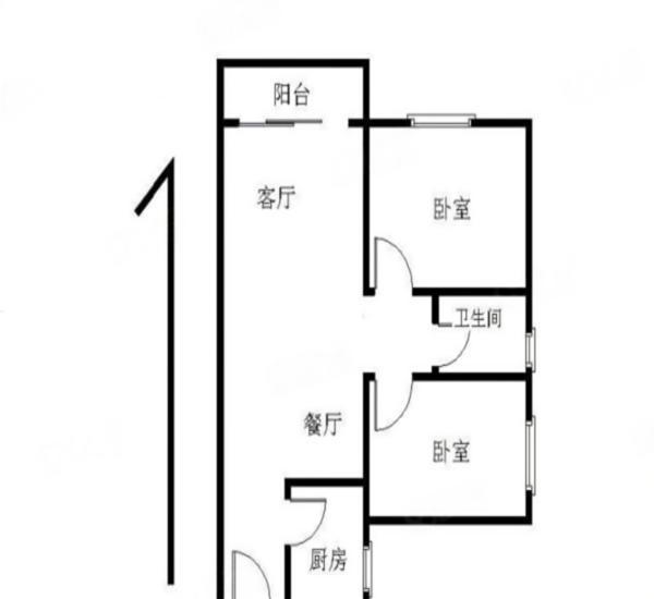 金凯乐花园小区2室2厅1卫户型图