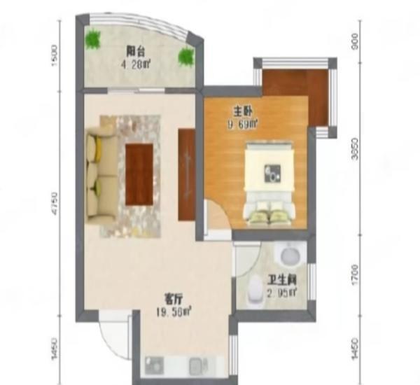 皇庭世纪小区1室1厅1卫户型图79