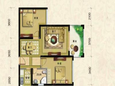 樵顺嘉园小区2室2厅1卫户型图2