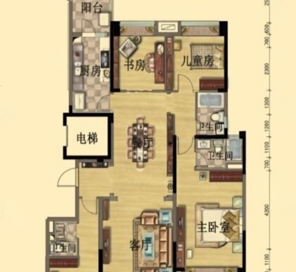 碧桂园翡翠山 4室2厅 176㎡ 整租_碧桂园翡翠山租房户型图片4