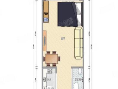 新安湖花园三期小区1室1厅1卫户型图3