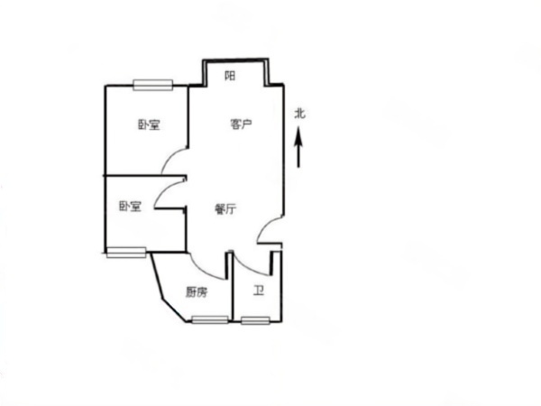 永怡花园北区小区2室2厅1卫户型图4